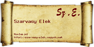 Szarvasy Elek névjegykártya